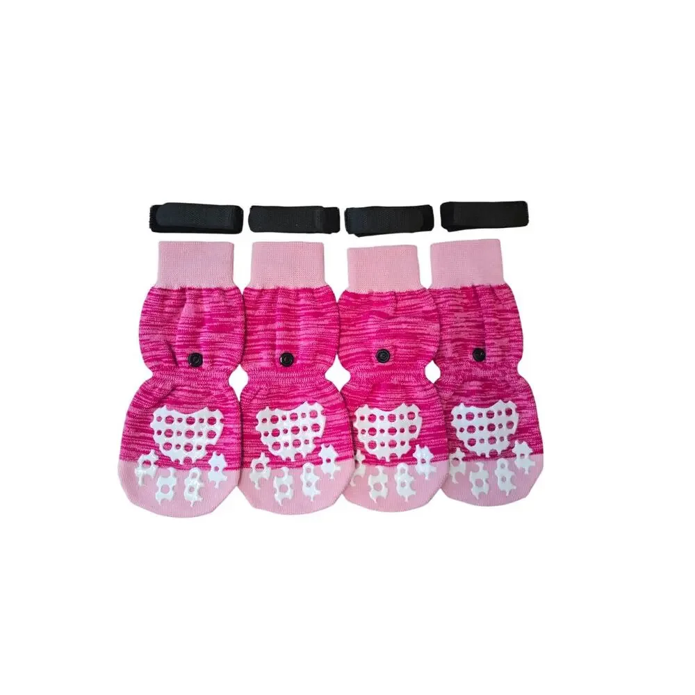 Pupteck Dog Socks Paw Protectors w/Grippers Color:Fuschia Size: XL